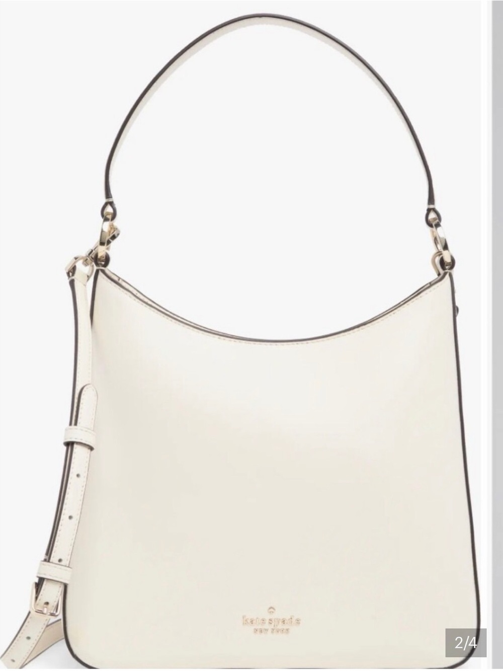 kate spade Cream Leather Shoulder Hobo with Contrast Trim